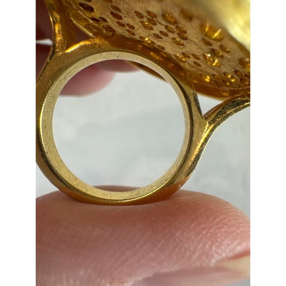 Matte Gold Statement Ring Size 7 Bold Chunky - Picture 6 of 7